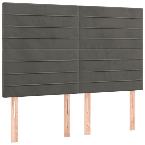 Ramsäng med madrass & LED mörkgrå 140x190 cm sammet