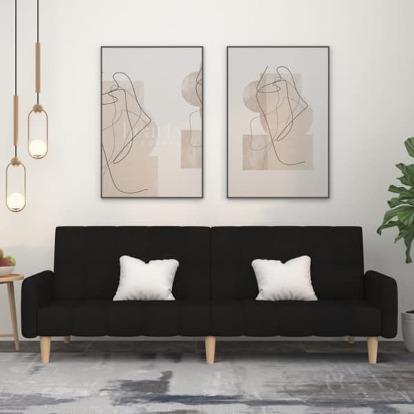 Bäddsoffa 2-sits svart tyg