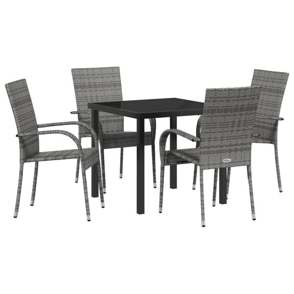 Trädgårdsmöbelset 5 pcs Grå Pulverlackerat stål