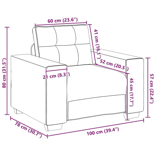 Soffa taupe 100x78x80 cm tyg