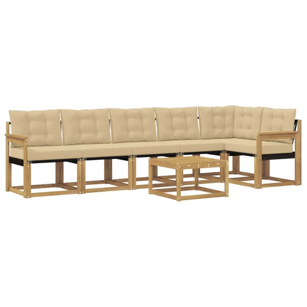 Utomhussoffset med kudde 7 pcs Vit och Beige