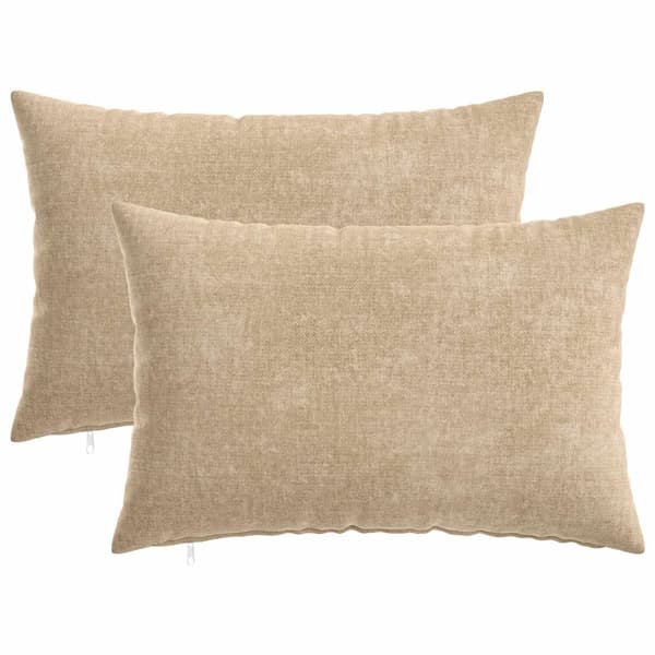 Kudde 2 st HEERLEN Taupe 30 x 50 cm Chenilletyg