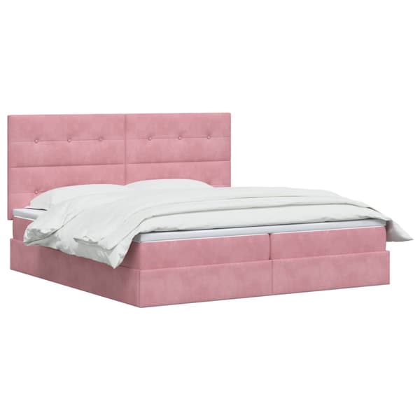 LED förvaringssäng med madrass Rosa 200 x 200 cm Sammet