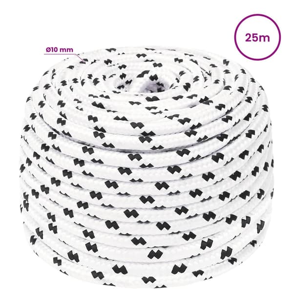 Mångsidigt bruksrep 10 mm 25 m Vit Polyester