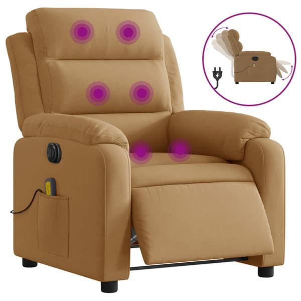 Elektrisk massagefåtölj brun sammet