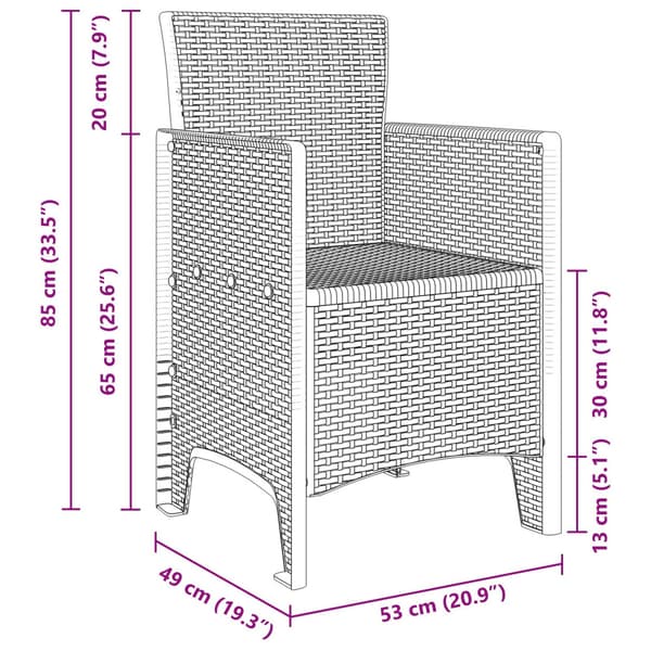 Trädgård Stol 2 pcs Ljusgrå 53 x 49 x 85 cm Polypropylen