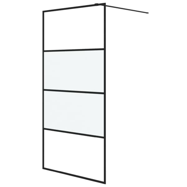 Duschvägg svart 100x195 cm halvfrostat ESG-glas