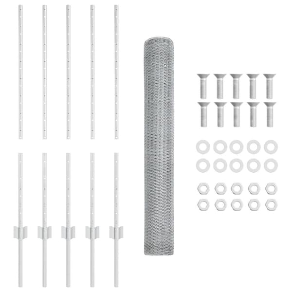 Stängsel med stolpe Silver 1 x 10 m Stål