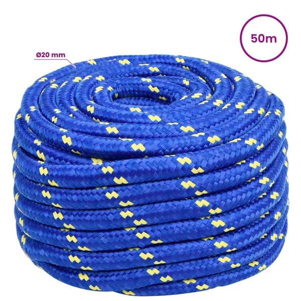 Mångsidigt bruksrep 20 mm 50 m Blå PP 2400 kg Maxbelastning