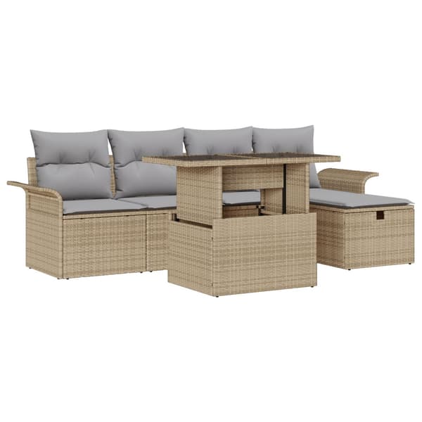 Trädgårdsoffset 6 st Beige konstrotting