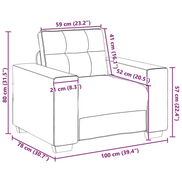 Soffstol ljusgrå 100x78x80 cm sammet