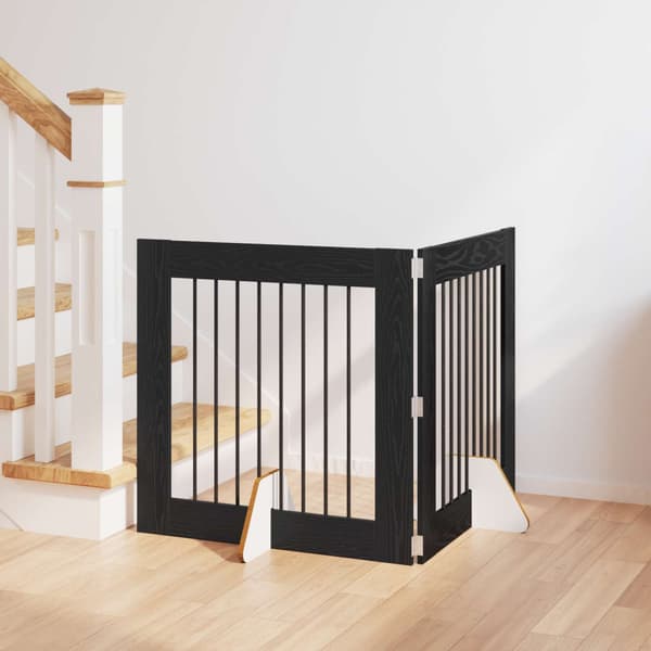 Hundgrind med ställningar 2 pcs Svart ek 80 x 80 cm
