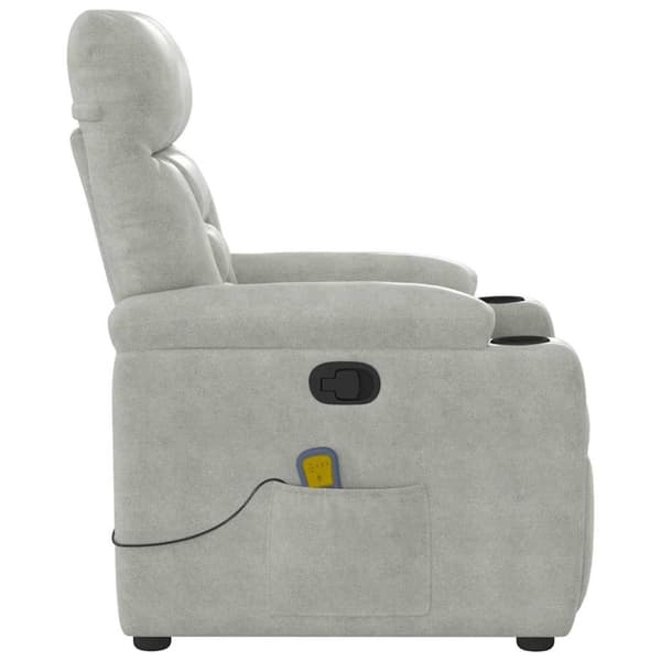 Massagefåtölj ljusgrå mikrofibertyg