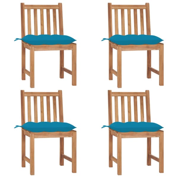 Trädgårdsstolar 4 st med dynor massiv teak
