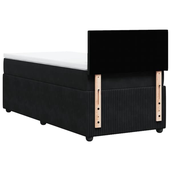 Ramsäng med madrass svart 100x200 cm sammet