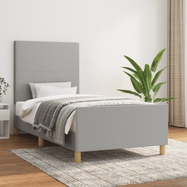 Sängram utan madrass ljusgrå 100x200 cm tyg