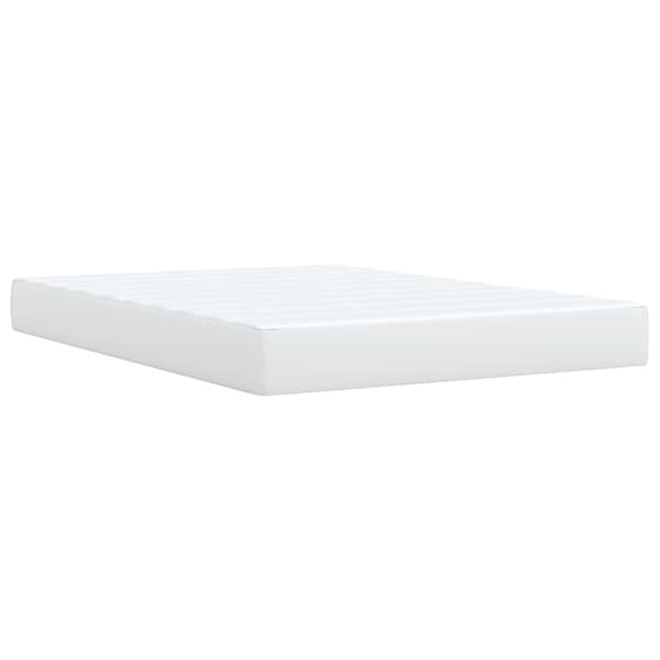 Ramsäng med madrass vit 140x190 cm konstläder