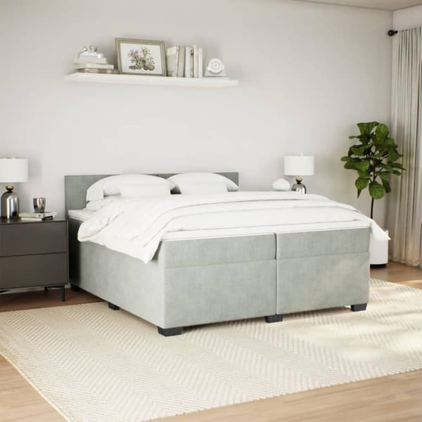 Ramsäng med madrass ljusgrå 200x200 cm sammet