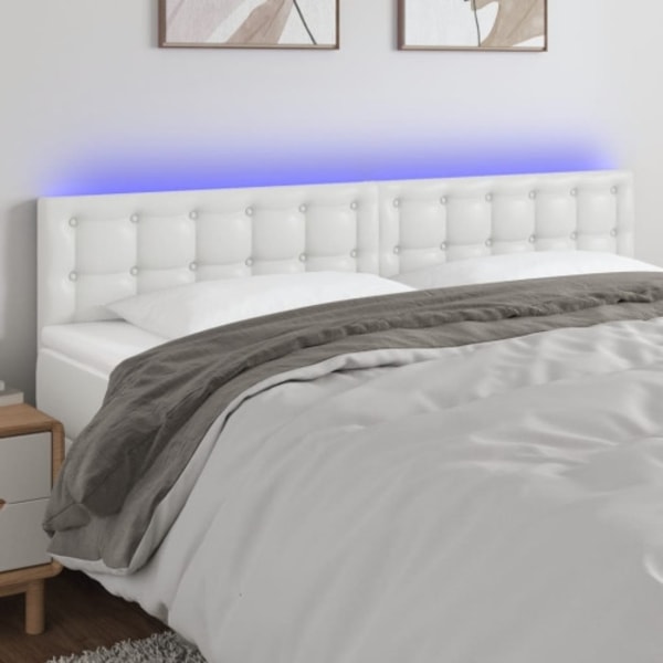 Sänggavel LED vit 160x5x78/88 cm konstläder