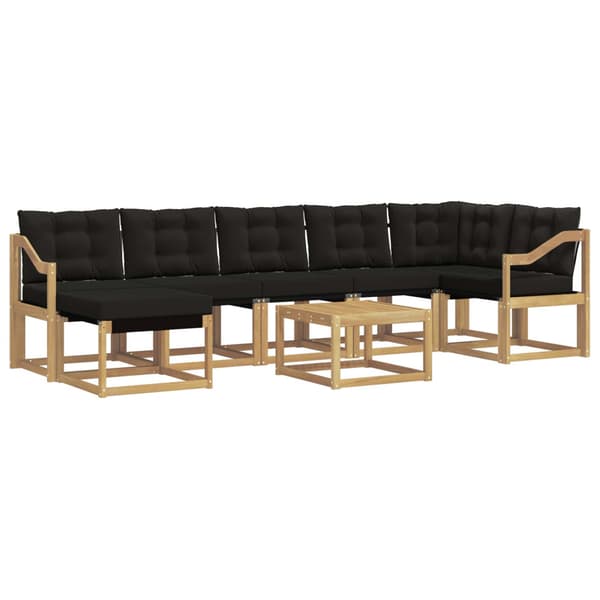 Utomhussoffset med kudde 8 pcs Vit och svart