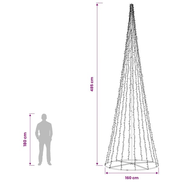 LED Julgran 485 cm 3000 LED-lampor Varmvit Stål Svart