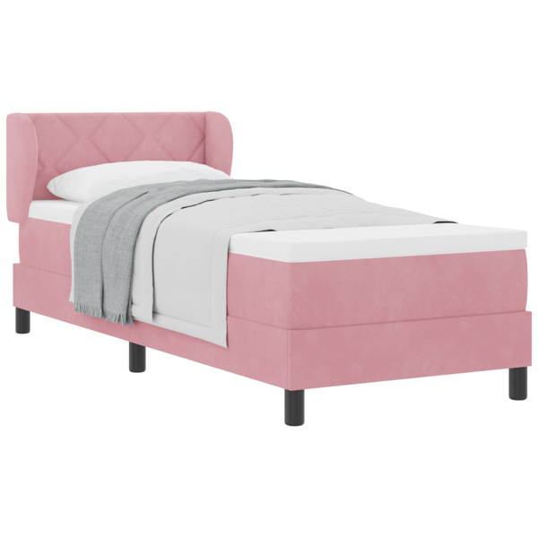 Bäddfjäder med huvudgavel Rosa 80 x 200 cm Sammet