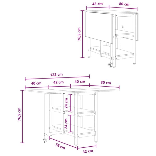 Matbord 122 x 80 x 76,5 cm Konstruerat trä Rökt ek Rektangulär