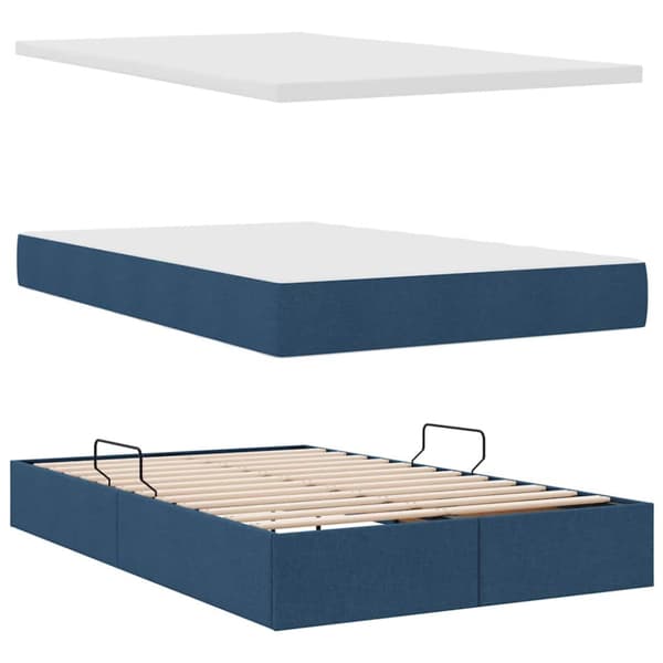 Förvaringssäng med madrass Blå 120 x 200 cm Polyester