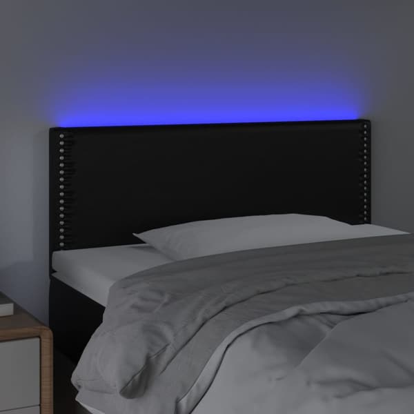 Sänggavel LED svart 80x5x78/88 cm konstläder