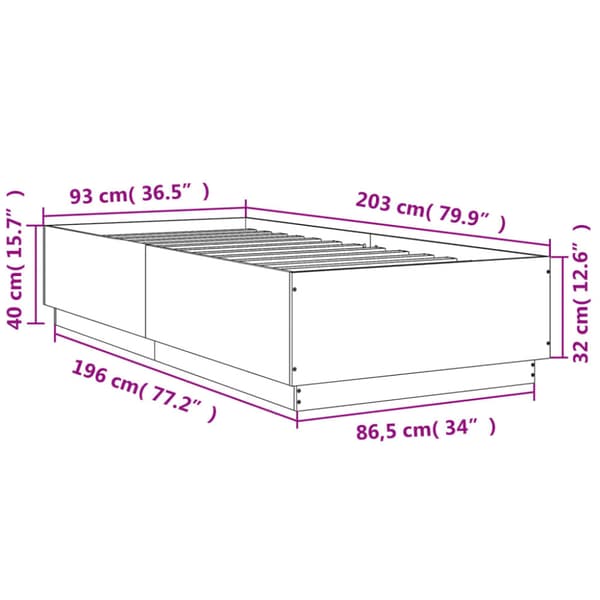 Sängram vit 90x200 cm konstruerat trä
