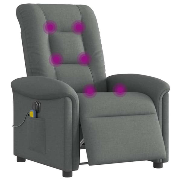 Elektrisk massagefåtölj mörkgrå tyg