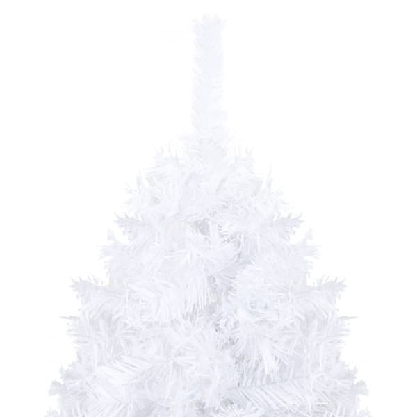 Belyst plastgran med kulor vit 240 cm