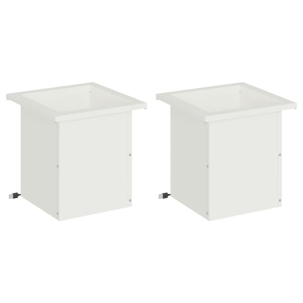 Odlingslåda med LED 2 st Vit 30 x 30 x 30 cm Stål
