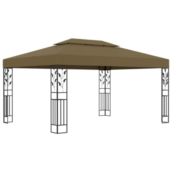 Paviljong dubbla tak 3x4 m taupe 180 g/m²