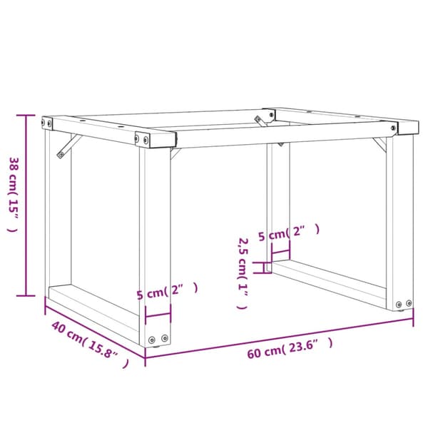 Bordsben för soffbord O-ram 60x40x38 cm stål