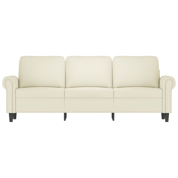 3-sitssoffa gräddvit 180 cm sammet