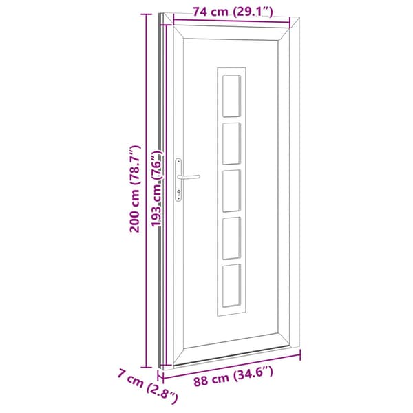 Framdörr Antracit 88 x 200 cm PVC