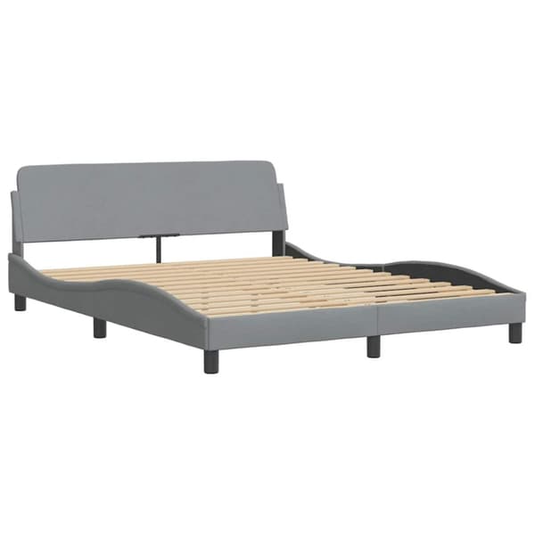 Bed Frame without Mattress "Hanko" Light Grey 160x200 cm Fabric