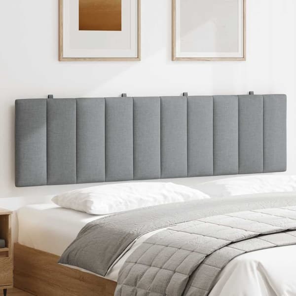 Headboard Cushion "Hanko" Light Grey 180 cm Fabric