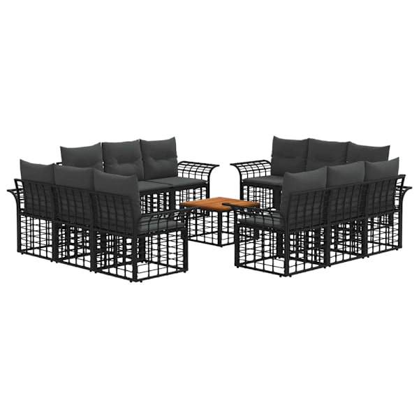Utomhussoffset 13 pcs Svart och Mörkgrå Polyester