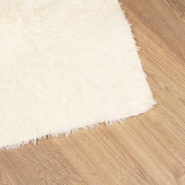 Ryamatta med lång lugg NAVARRA gräddvit 200x290 cm polyester