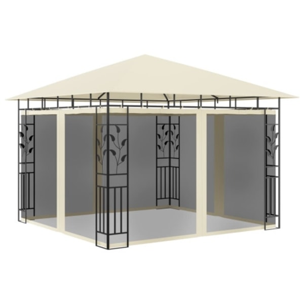 Paviljong med myggnät 3x3x2,73 m gräddvit 180 g/m²