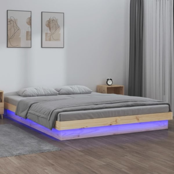 Sängram LED 120x190 cm massivt trä