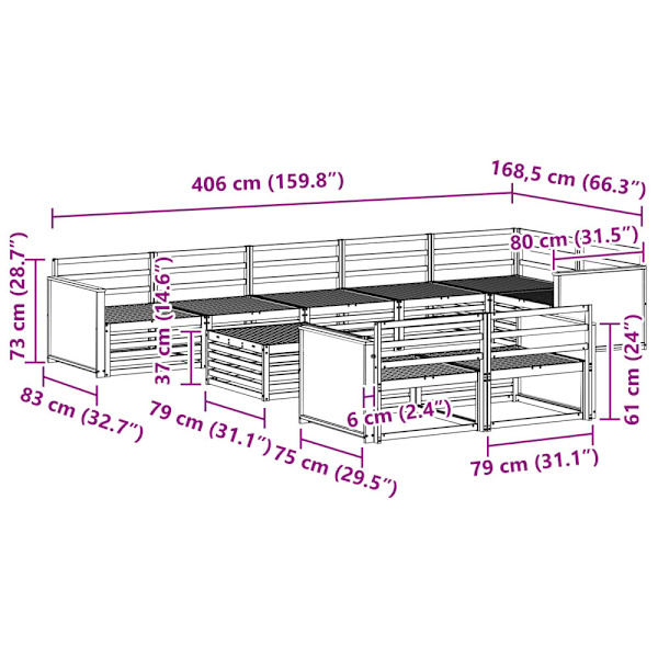 Utomhussoffset 9 pcs
