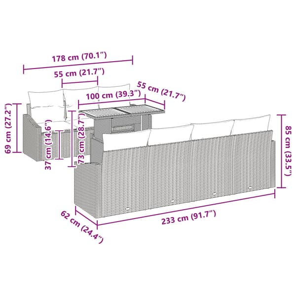 Trädgårdsoffset 8 st Svart och Brunt