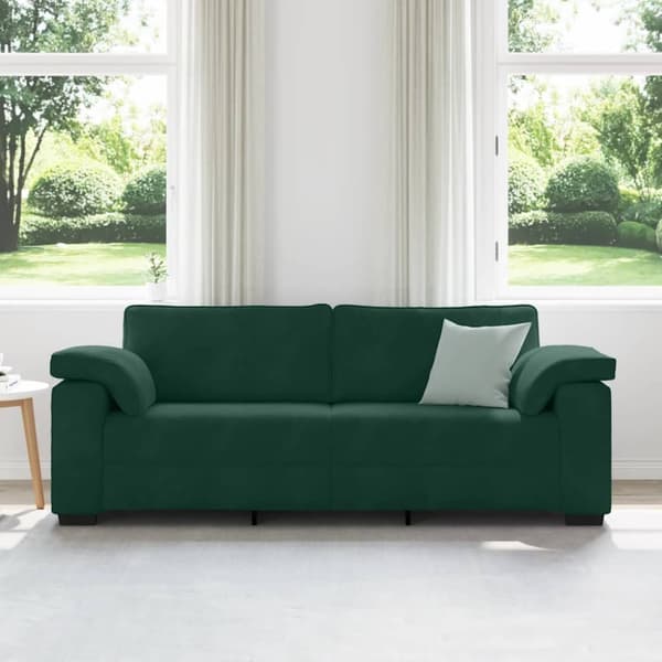 3-sitssoffa mörkgrön 220x77x82 cm sammet
