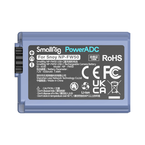 SmallRig 4330 Camera Battery USB-C Rechargable NP-FW50