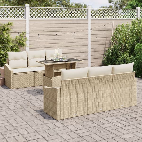 Trädgårdsoffset 7 st Beige konstrotting