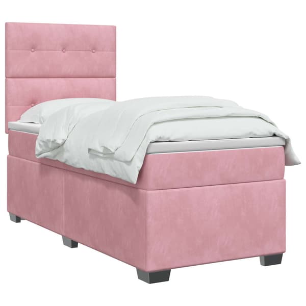 Kontinentalsäng med madrass Rosa 100 x 200 cm Sammet
