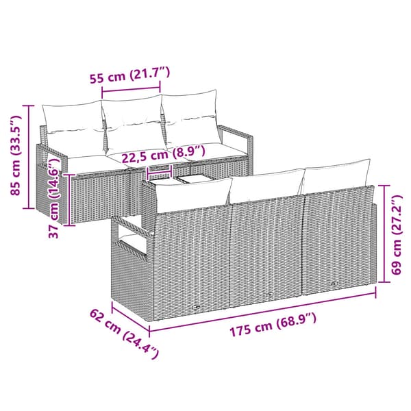 Soffset med kudde 7 pcs Svart konstrotting